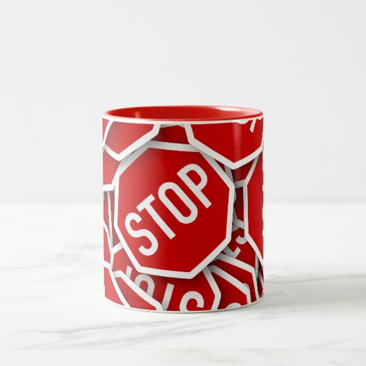 Stoppschild Zweifarbige Tasse (Mittel)
