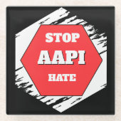 Stoppt AAPI-Hass Glasuntersetzer (Vorderseite)