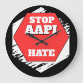 Stoppt AAPI-Hass Rechteckig Große Wanduhr (Vorderseite)