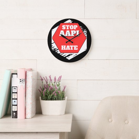 Stoppt AAPI-Hass Rechteckig Große Wanduhr (Lesesaal)