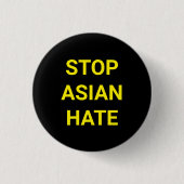 Stoppt asiatisches Hass, schwarz-gelbes Button (Vorderseite)
