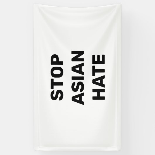Stoppt Asiatisches Hass schwarz und weiß Banner (Vertikal)