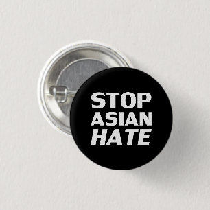 Stoppt asiatisches Hass, Schwarz-weiße Taste Button