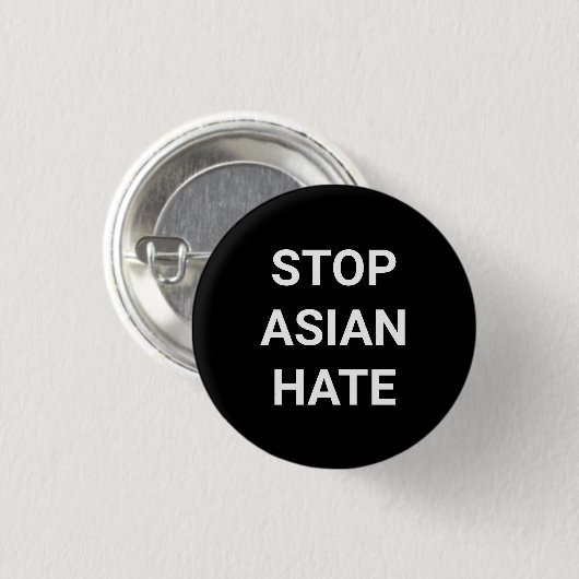 Stoppt asiatisches Hass, Schwarz-weißes Button (Vorne & Hinten)