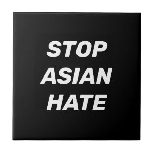 Stoppt asiatisches Hass, Schwarz-weißes Zeichen Fliese