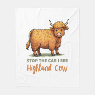 Stoppt den Auto sehen Flussufer Kuh Höhenkuh weit  Fleecedecke
