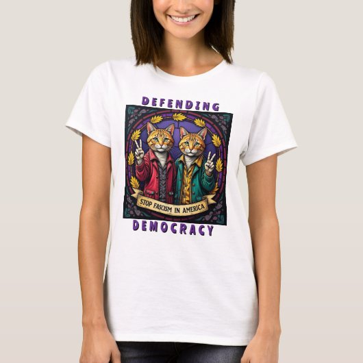 Stoppt den Faschismus, der die Demokratie verteidi T-Shirt (Vorderseite)