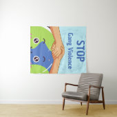 Stoppt den Gang-Gewalt-Handshake für den Frieden Wandteppich (Beispiel (Horizontal))