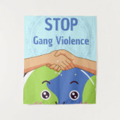 Stoppt den Gang-Gewalt-Handshake für den Frieden Wandteppich (Vorderseite)