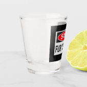 Stoppt den Handel Schild rot Schnapsglas (Links)