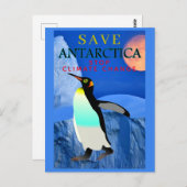 Stoppt den Klimawandel - Kaiser Pinguin Postkarte (Vorne/Hinten)