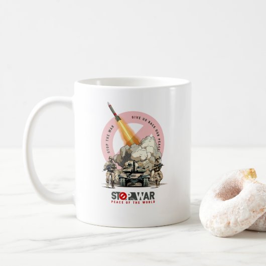 Stoppt den Krieg | #11 Klassischer Becher Kaffeetasse (Mit Donut)