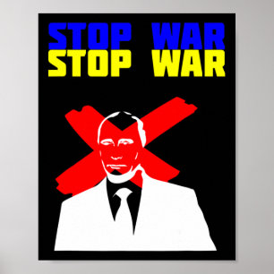 Stoppt den Krieg Anti Putin Gesicht Ukrainische Fl Poster