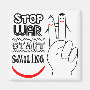 Stoppt den Krieg Big Lmile Zwei Finger-Friedens-Sy Magnet