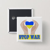 Stoppt den Krieg Das Herz der ukrainischen Flagge Button (Vorne & Hinten)