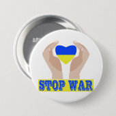 Stoppt den Krieg Das Herz der ukrainischen Flagge Button (Vorne & Hinten)