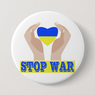 Stoppt den Krieg Das Herz der ukrainischen Flagge Button