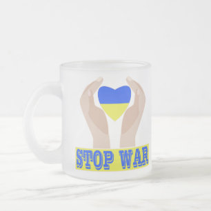 Stoppt den Krieg Das Herz der ukrainischen Flagge Mattglastasse