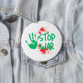 Stoppt den Krieg – Kühner Handabdruck Anti-Kriegs- Button (Beispiel)