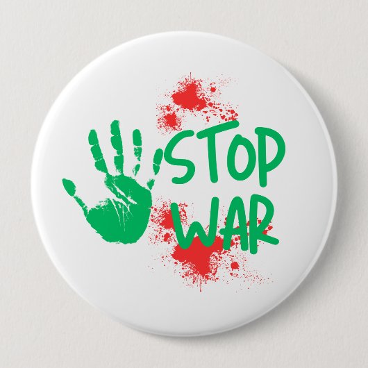 Stoppt den Krieg – Kühner Handabdruck Anti-Kriegs- Button (Vorderseite)