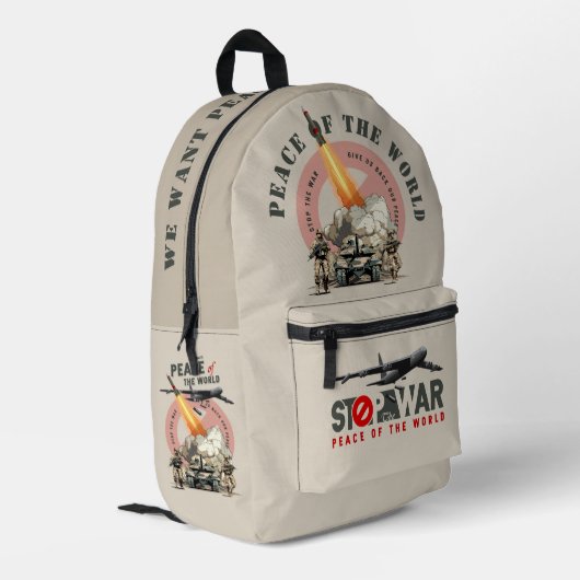 Stoppt den Krieg (Leichtmodus) | Bedruckter Rucksack (Rückseitige Ecke links)