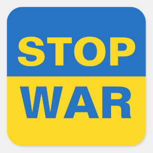 Stoppt den Krieg Ukraine Quadratischer Aufkleber