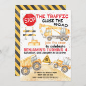 Stoppt den Straßenbau am Geburtstag Einladung (Vorne/Hinten)