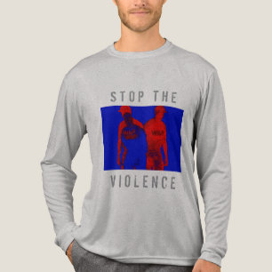 "Stoppt die Gewalt" Rot-Blau-Krieg-Grafik Tri-Blend Shirt
