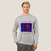 "Stoppt die Gewalt" Rot-Blau-Krieg-Grafik Tri-Blend Shirt (Volle Vorderseite)