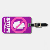 Stoppt die Hände von lila rosa Mädchen Namen Gepäc Gepäckanhänger (Vorderseite horizontal)