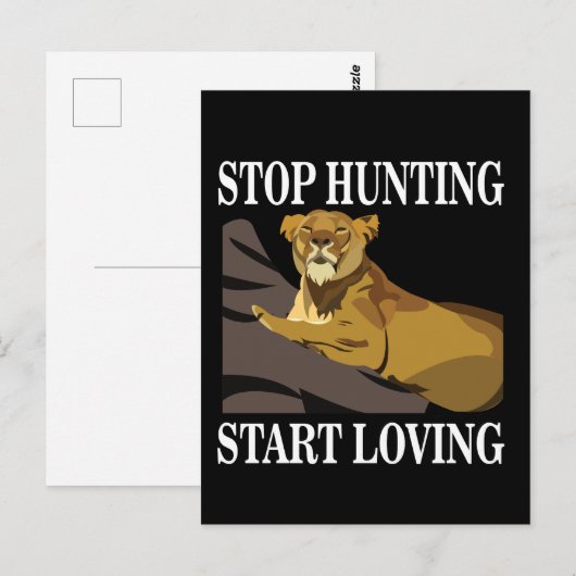 Stoppt die Jagd beginnt Lioness zu lieben Postkarte (Vorne/Hinten)