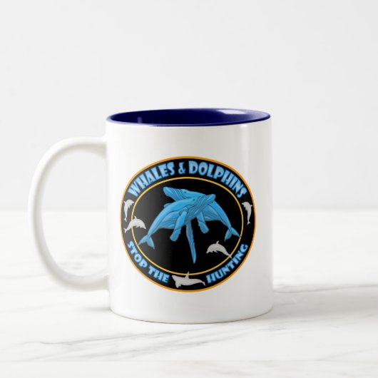 Stoppt die Waljagd Zweifarbige Tasse (Links)