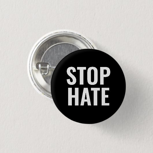 Stoppt Hass, Schwarz-weißer Button-Button Button (Vorne & Hinten)
