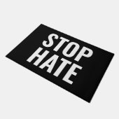Stoppt Hass, Schwarz-weißes Zeichen Fußmatte (Schrägansicht)