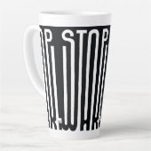 Stoppt Krieg Schwarz und Weiß Motiv Milchtasse (Linke Ecke)