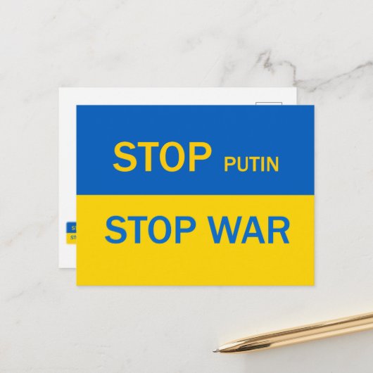 Stoppt Putin, hört die Kriegspostkarte auf! Postkarte (Vorderseite/Rückseite Beispiel)