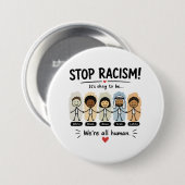 Stoppt Rassismus, wir sind alle Menschen Button (Vorne & Hinten)