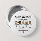 Stoppt Rassismus, wir sind alle Menschen Button (Vorne & Hinten)