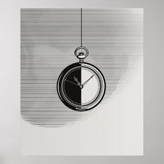 Stoppuhr moderne minimalistische Linienart Poster (Vorne)