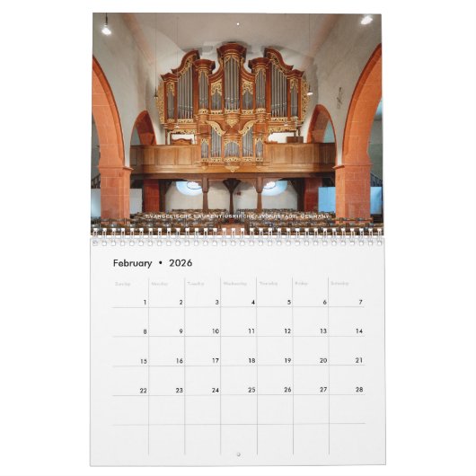 Stops Along the Way - Pipe Organ calendar Kalender (Feb 2026)
