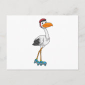 Storch als Inline-Skater mit Roller-Skaten Postkarte (Vorderseite)