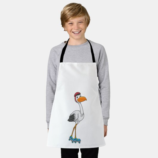 Storch als Inline-Skater mit Roller-Skaten Schürze (Getragen)