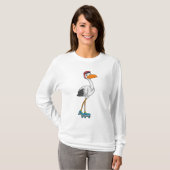 Storch als Inline-Skater mit Roller-Skaten T-Shirt (Vorne ganz)