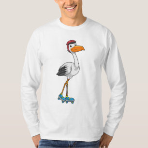 Storch als Inline-Skater mit Roller-Skaten T-Shirt