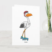 Storch als Inline-Skater mit Rollerskates Karte (Rückseite)