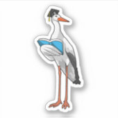 Storch als Lehrer mit Buch Aufkleber (Vorderseite)