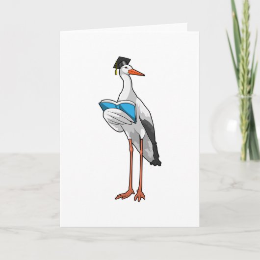 Storch als Lehrer mit Buch Karte (Vorderseite)