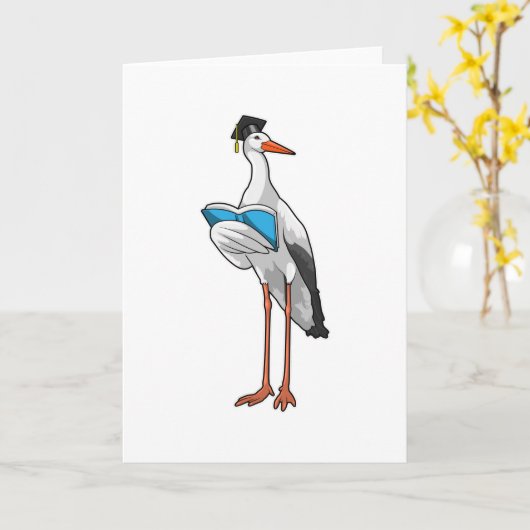 Storch als Lehrer mit Buch Karte (Gelbe Blume)
