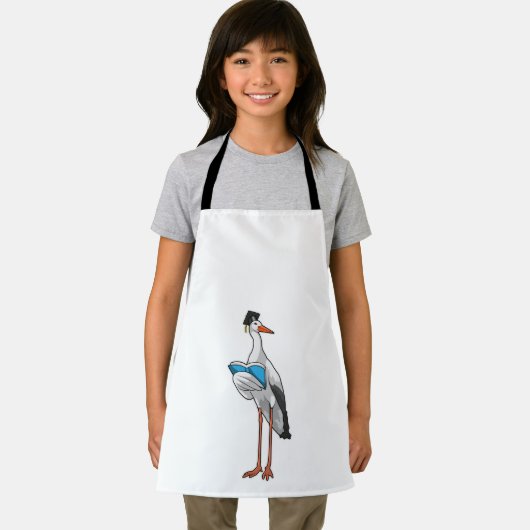 Storch als Lehrer mit Buch Schürze (Insitu)