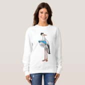 Storch als Lehrer mit Buch Sweatshirt (Vorne ganz)